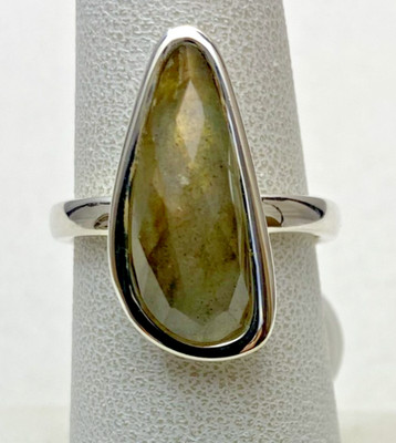Set Heide Labradorit Kieselstein Ring Sterlingsilber Größe 6,5 Neu mit Etikett 5 g