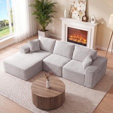 L-Shaped Modular Sectional Sofa Set Convertible Corduroy Couch for Living Room