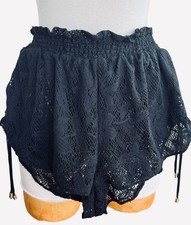 Victorias Secret Women Medium Black Lacy Nylon Sleep Lounge Shorts