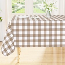 Smiry Rectangle Table Cloth, Waterproof Vinyl Tablecloths with Flannel Backin...