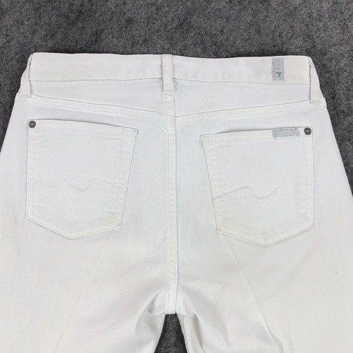 7 For All Mankind Jeans Womens 28 White Straight Cropped Kimmie Mid Rise Stretch - Picture 7 of 13