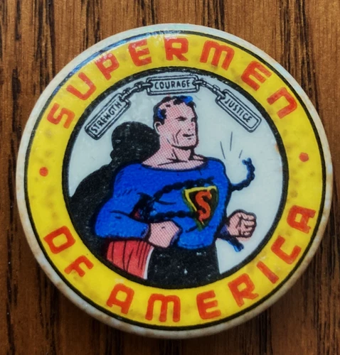 Supermen Of America Button Pin Superman 1940s