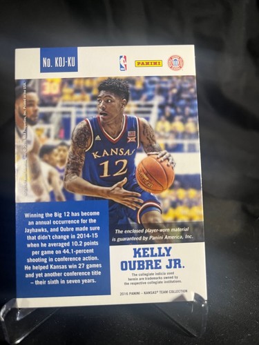 KELLY OUBRE JR 2016 PANINI KANSAS JAYHAWKS JERSEY ROOKIE PATCH NEAR MINT - Picture 4 of 6