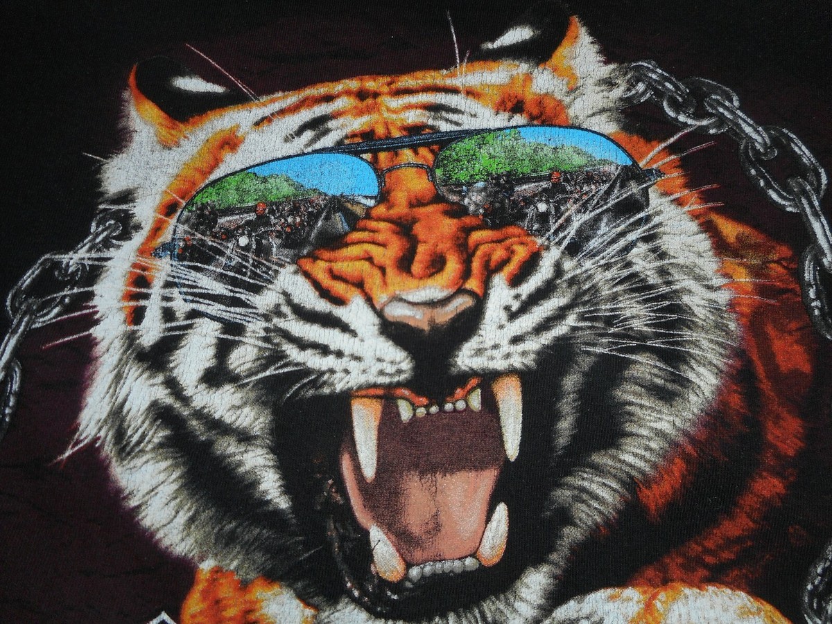 【Harley-Davidson】Tiger Print Tシャツ Harley Davidson Flame Tiger 90s ハーレー タイガー フレイム T