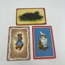 3 Card Lot Cats, Singing, Dunce Hat, Laying Blank Back Single Swap Playing Cards