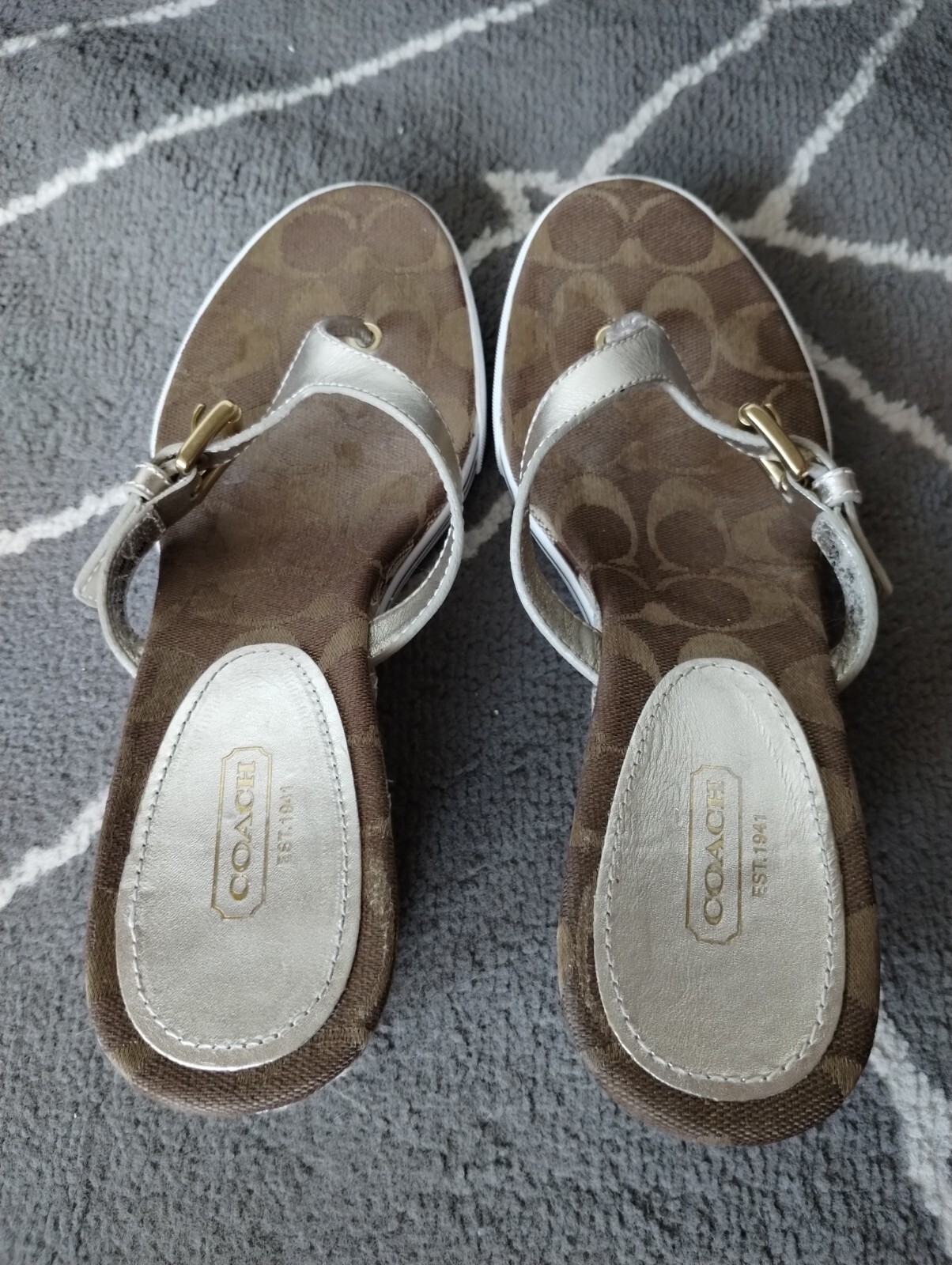 Coach "Pristine"Patchwork Logo Sandals - image 8