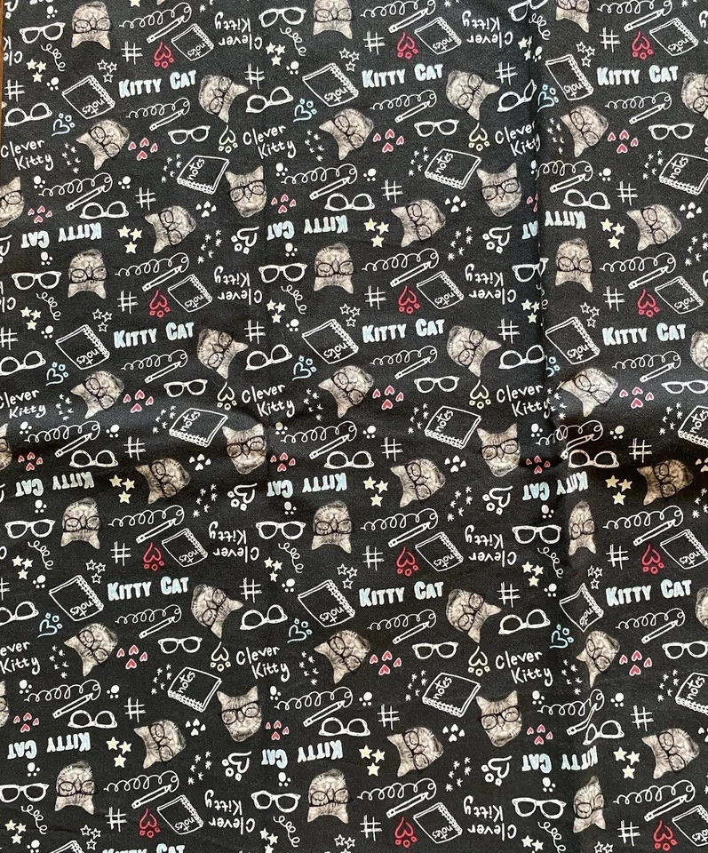 Camelot Fabrics by Rachael Hale CLEVER KITTY Eyeglasses 34180101 Black 36 x 41” - Image 2 of 4