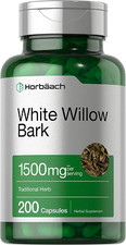 White Willow Bark 1500mg Max Strength 200 Capsules Non-Gmo Herb Extract Horbaach
