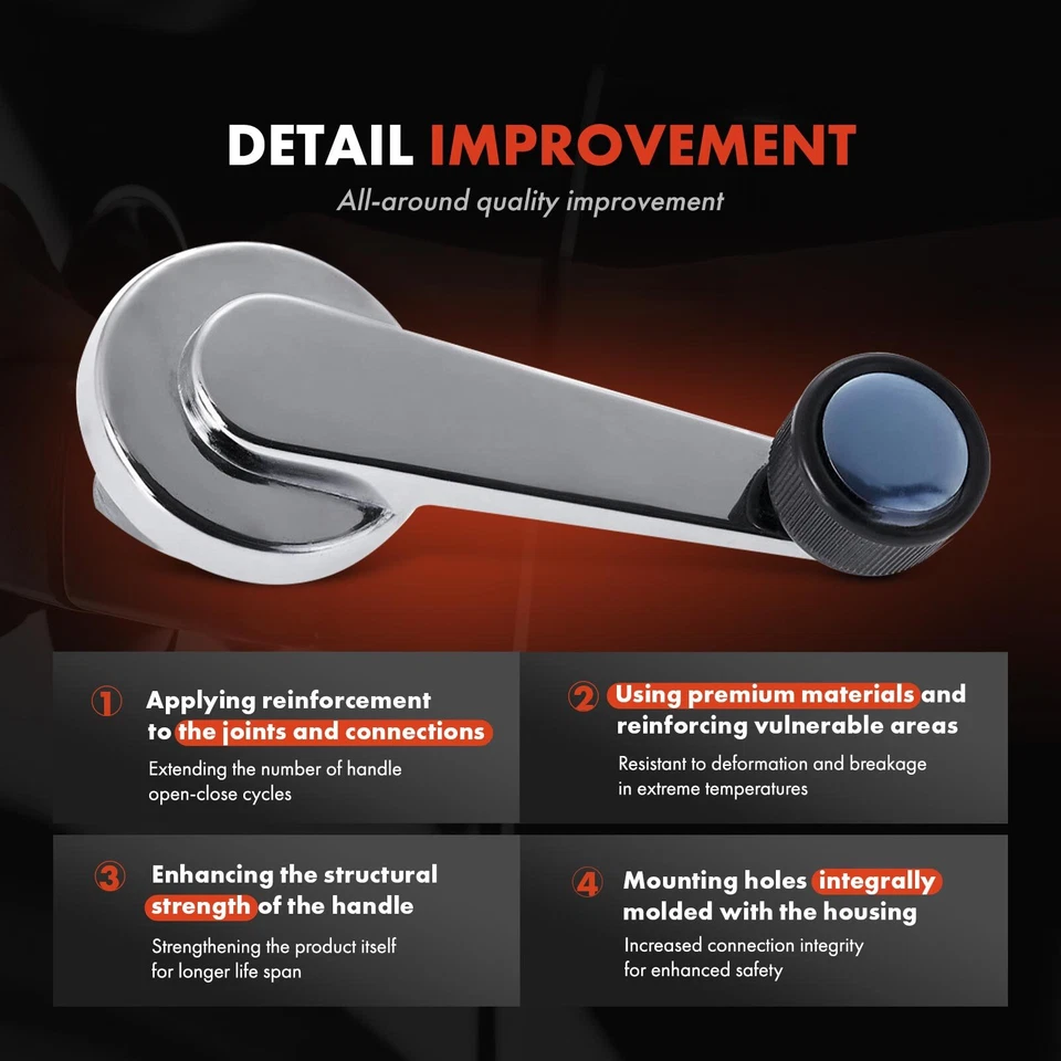 2x Manivela de Janela Preta e Cromada para Chevrolet Blazer C10 Suburban K3500 - Imagem 3 de 4