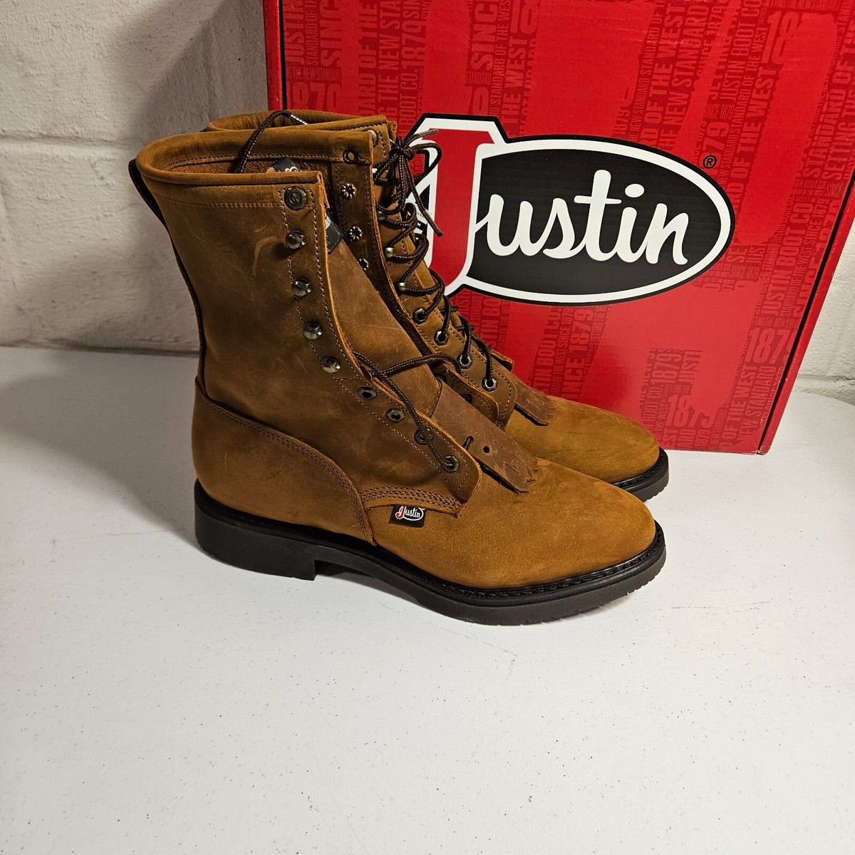Justin Conductor Work Boots 8” Electrical Soft Toe Work 760 USA Mens Sz 11 D