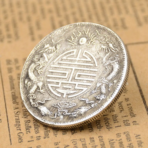 Chinese Feng Shui Coins Double Dragons Carved Lucky Auspicious Retro Copper Coin - Picture 7 of 10