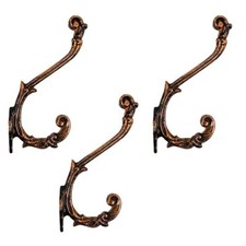 Set of 3 Cast Iron Antique Design Coat Hooks Wall Art Decor-Antique Design Ha...