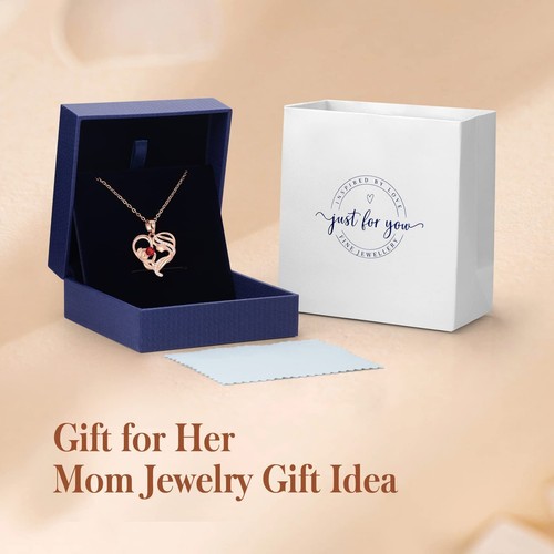 Gift for Mom, Mother and Child Love Heart Pendant Necklace, Mothers Day Gifts... - Picture 6 of 6