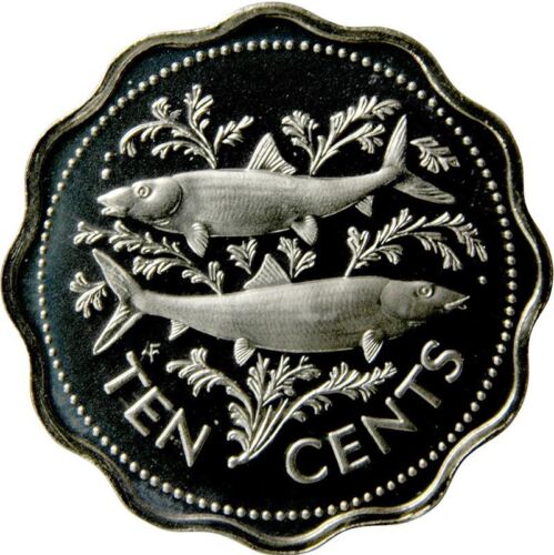 Bahamas | 10 Cents Coin | Bonefish | Flamingo | Marlin | 1974 - 2005 - Picture 1 of 2