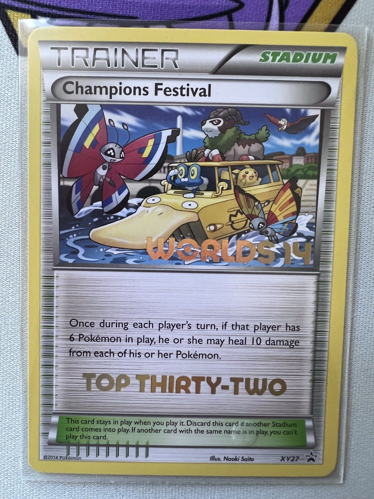 Pokemon Worlds 2014 TOP THIRTY TWO Champions Festival Promo  XY27 Trophy Card