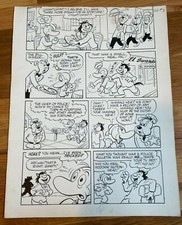 GANDY GOOSE #3 original comic art SOURPUSS 1953  steak hoax police EL SWANKO