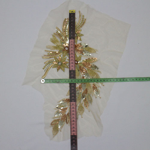 1Piece Embroidery Tulle Sequins Metallic Floral Applique/Patch Motif Trim Sew On - Picture 2 of 2