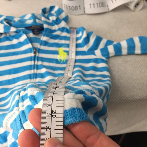 Ralph Lauren boys terry jacket 8-10 years white blue striped hooded zip 111081 - Picture 8 of 9