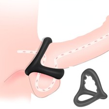 Reusable-Silicone Penis Sleeve Male Ejaculation Delay Ring Scrotum Stretcher MEN