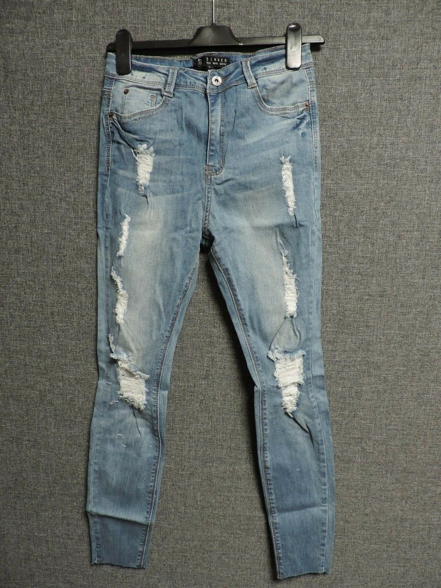 MISSGUIDED Sinner High Waisted Skinny Jeans Light Blue UK 8R LN112 YY 06 |  eBay UK
