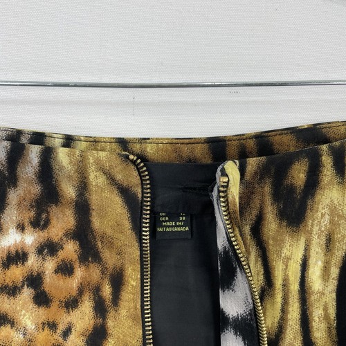 Vtg Cartise Skirt Women 8 Brown Black Leopard Pencil Skirt Scuba Gold Zipper - Picture 12 of 18