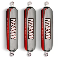 Grey/Red Shock Covers Yamaha YFZ450R Banshee Warrior 350 Special Edition (Set 3)