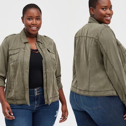 Torrid Green Zip Up Bomber Jacket Size 