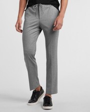 NEW EXPRESS 98 GRAY SLIM TEXTURED LUX COMFORT SOFT DRAWSTRING DRESS PANT SZ L