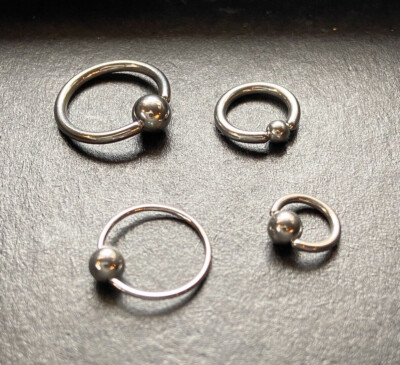 PAIR of Surgical Steel Captive Bead Rings Nipple Septum Helix CBR 18g, 16g, 14g