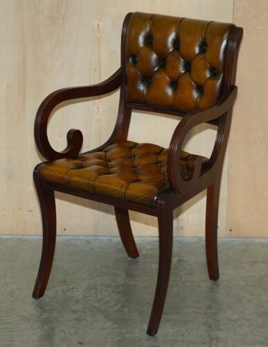 EIGHT VINTAGE MAHOGANY FULLY RESTORED CHESTERFIELD BROWN LEATHER DINING CHAIRS 8 - 第 10/20 張圖片