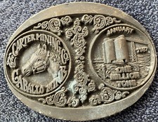 Vintage 1987 Carter Mining Co. Caballo Mine Belt Buckle One Million Tons