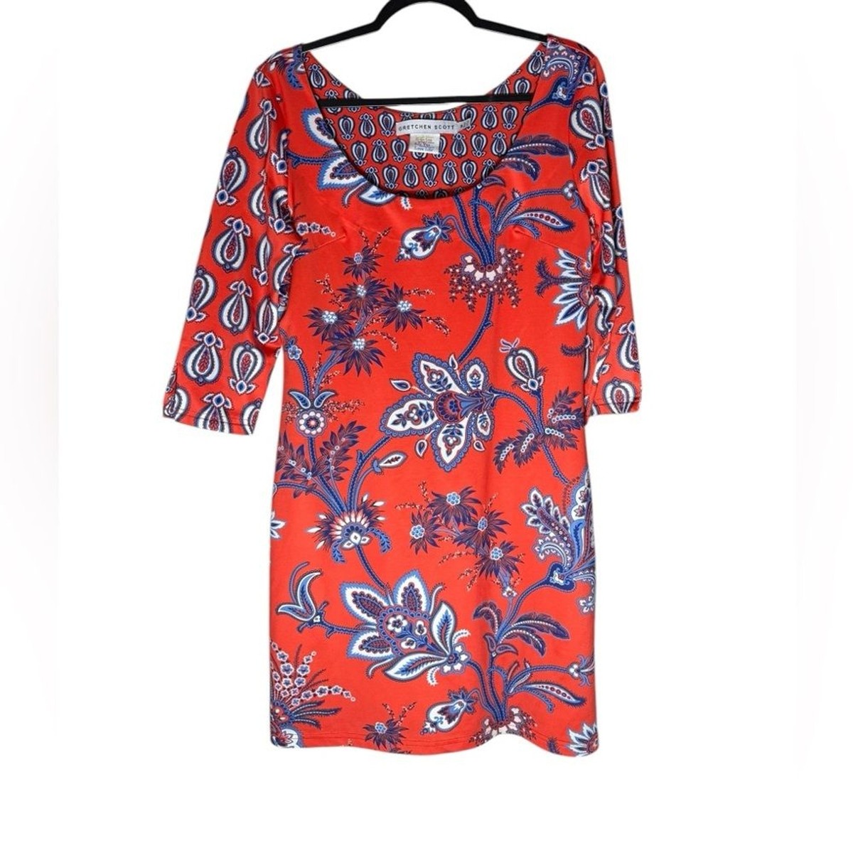 Gretchen Scott Designs 3/4 Sleeve Dress Womens size Medium Orange