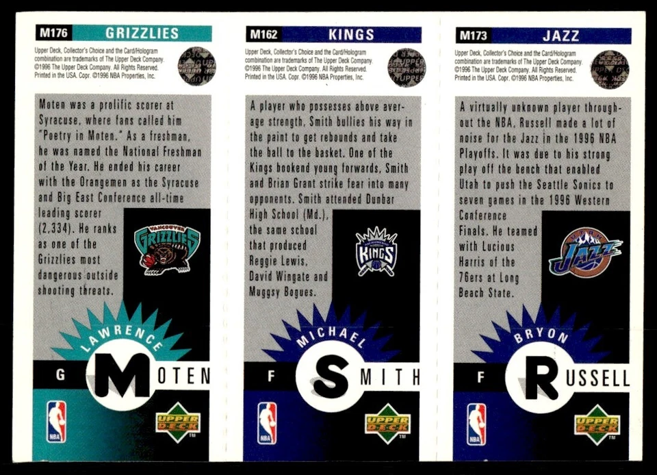 1996-97 Collector's Choice Mini-Cards Panels Bryon Russell/Michael - Image 2 of 2