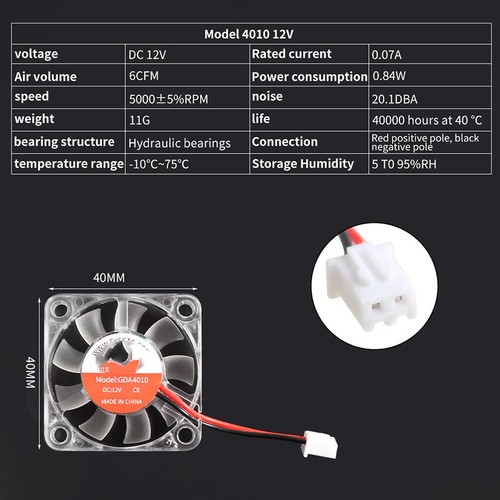 Ventilateur de refroidissement LED extrudeuse extrudeuse 4010/3010/2510 pour imprimante 3D PRUSA EMDER VORON - Photo 15/16