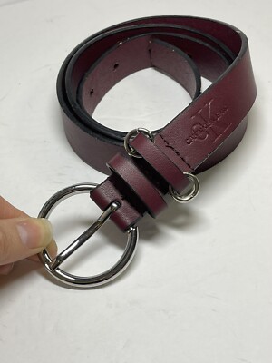 Calvin Klein CK Jeans Womens Leather Belt Multi Rings Red