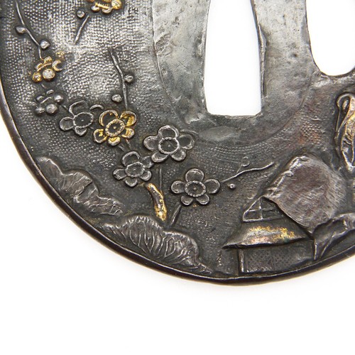 Tsuba Plum tree Design Shakudo Japanese Antique Sword Fittings Samurai Katana - 第 10/23 張圖片