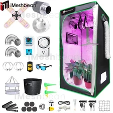 32"x32"x63" Complete Grow Tent Kit Full Spectrum Grow Light Air Ventilation Set