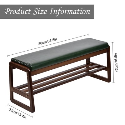 Solid Wood Shoe Bench, 2-Tier Wooden Storage Entryway Bench Shoe Bench Rack