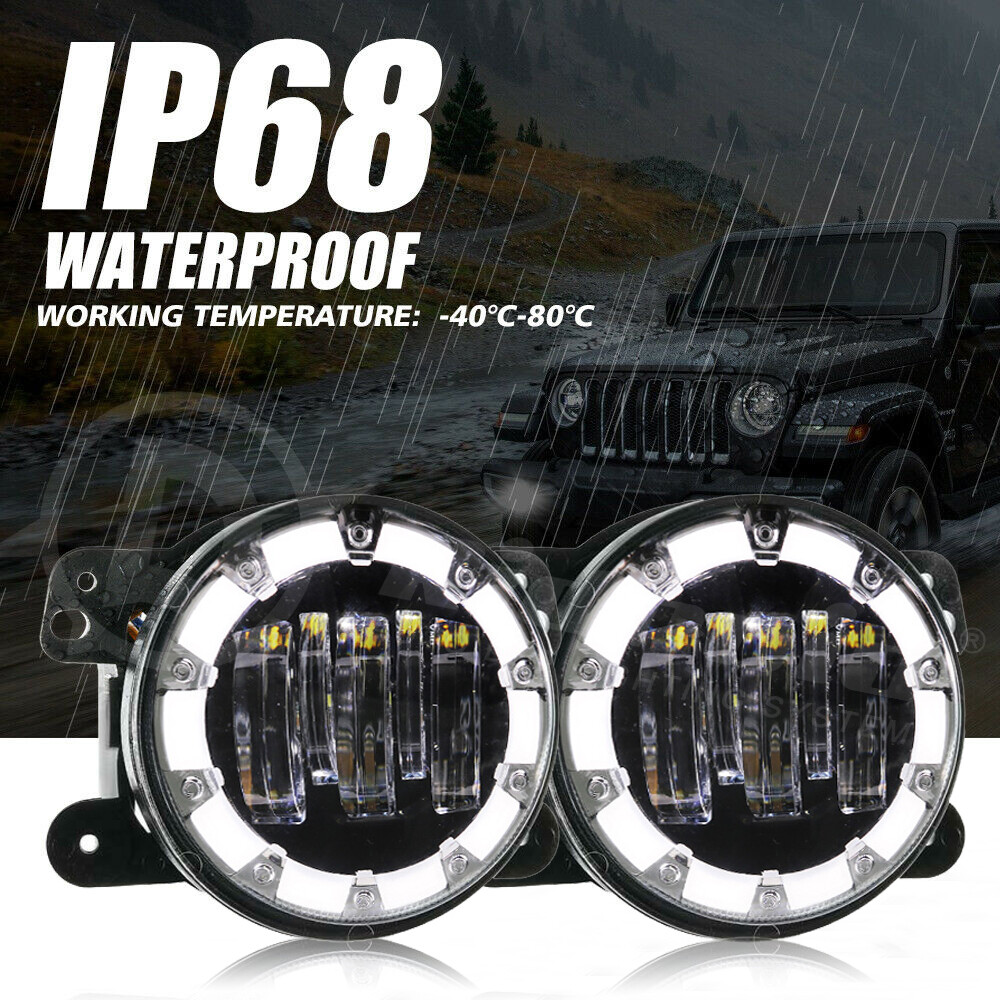 For Jeep Wrangler JK 7" Halo LED Headlights Fog Turn Lamps Tail Lights Combo Kit
