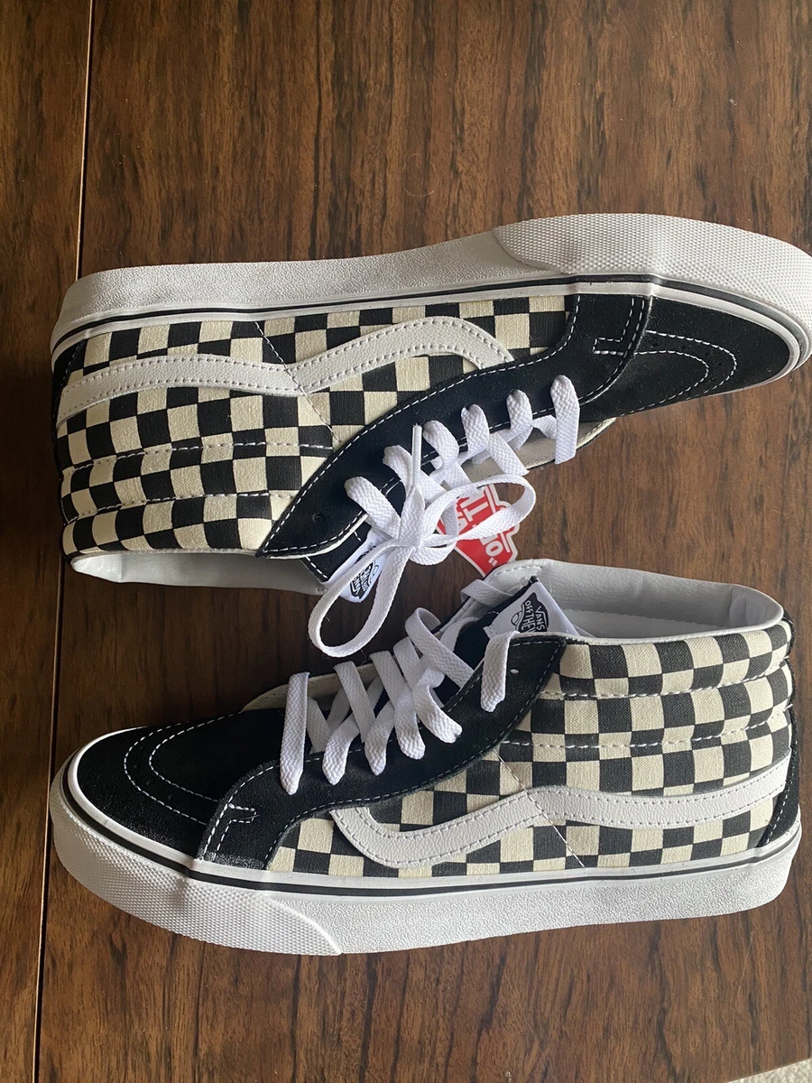 Vans Sk8 Mid Checkerboard 10.5 Black White Grosso NWT DS eBay