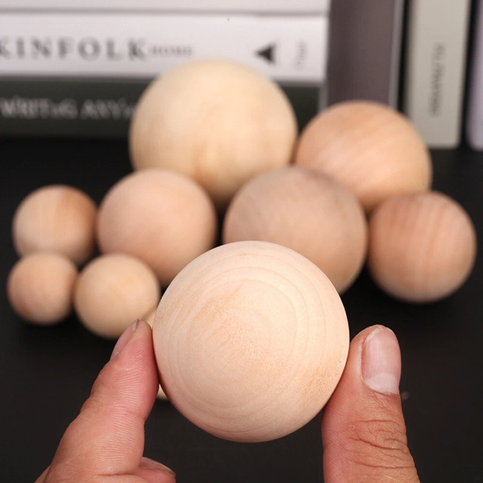Natural Plain Wooden Crafts Balls Beads With No Hole Size 6mm-90mm DIY Wood Ball - image 2 of 4