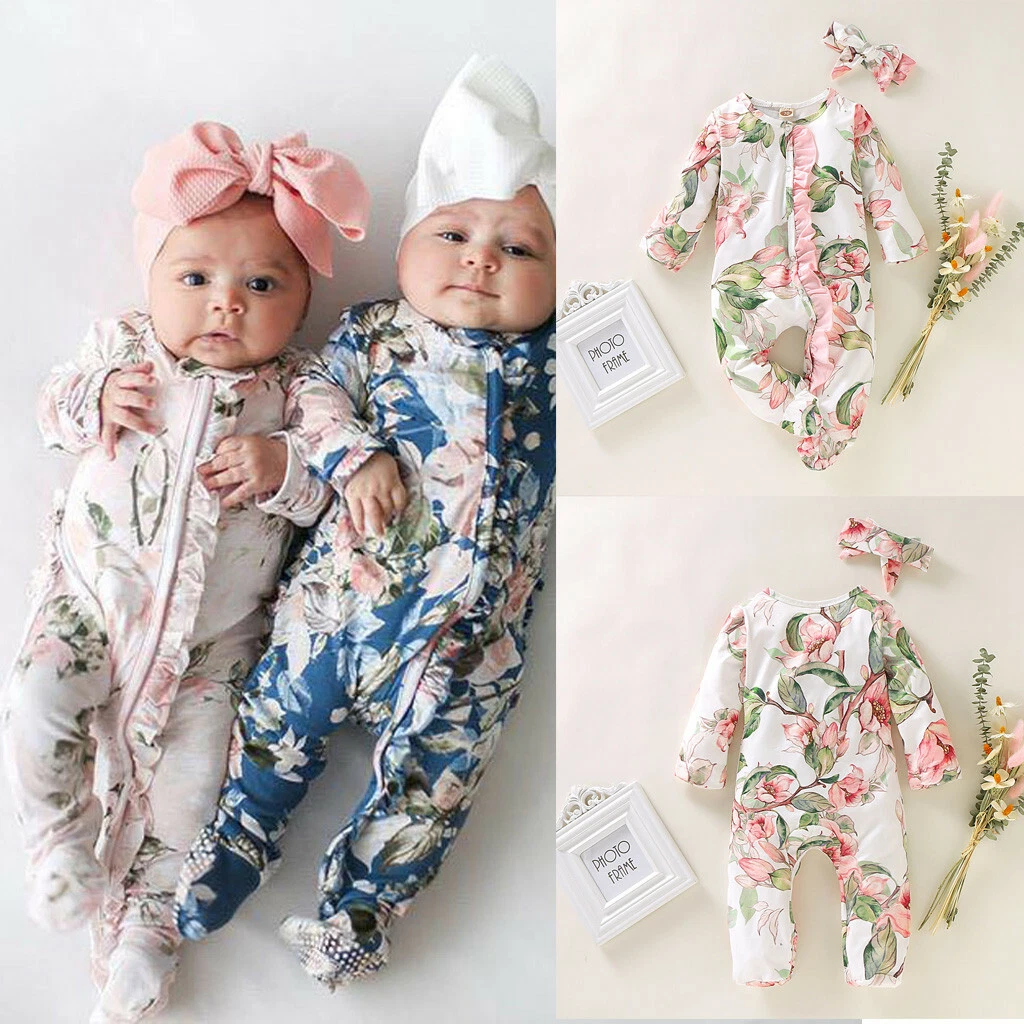 Newborn Infant Baby Girl Boy Footed Sleep Romper Jumpsuit Clothes