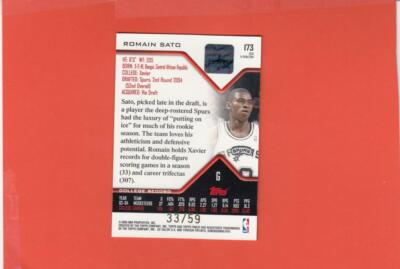 2004-05 Topps Finest X-Fractors Red #173 Romain Sato Spurs NM-MT+