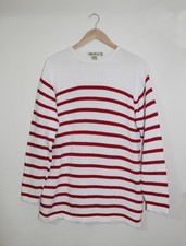 Vintage Eddie Bauer 100 Cotton Sweater Women's S White Boat Crew Oversize Knit
