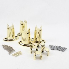 Lot of 4 Plastic Gold-Tone Towel Bar Flanges w/ Mounting Hardware - No Bar