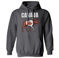 Canada Day - Canadian Flag Moose Patriotic Unisex Hooded Sweatshirt