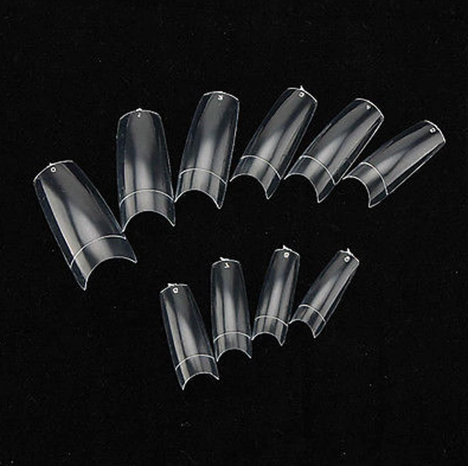 500 Artificial French False Acrylic Nail Art Tips White Clear Natural UV Gel