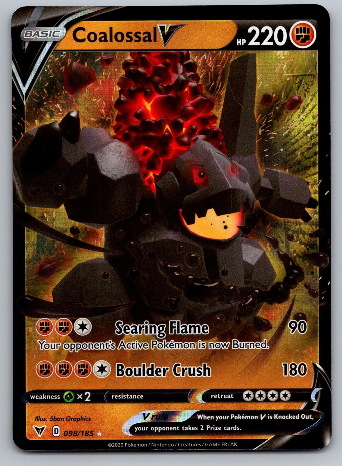 Coalossal V 098/185 Holo V Rare Vivid Voltage Pokemon Near Mint