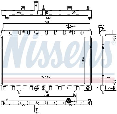 Radiateur refroidissement moteur NISSENS 606312 auto pour pièce OE 214604BA0A en alu