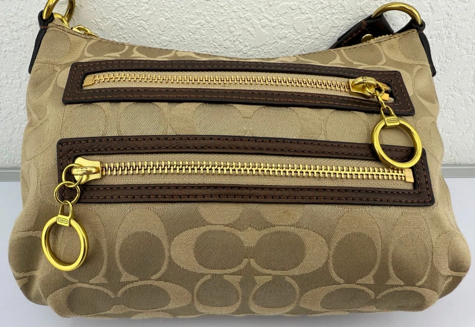 Coach Poppy Hand Bag Womens Signature Jacquard Purse Brown Lining - Image 2 of 4